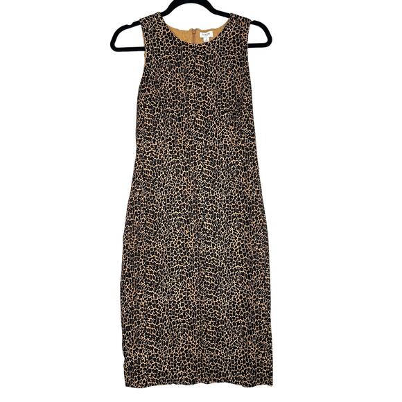 J. Crew Leopard Print Sleeveless Sheath Dress Size 4 - Picture 3 of 11